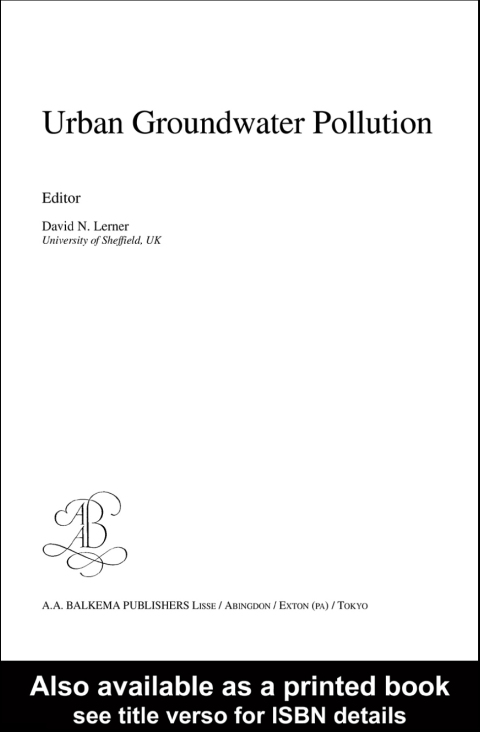 Cover image for book Urban Groundwater Pollution