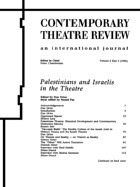 Cover image for book Palestinians and Israelis in the Theatre