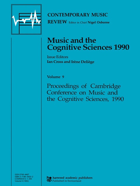 Cover image for book Music and the Cognitive Sciences 1990