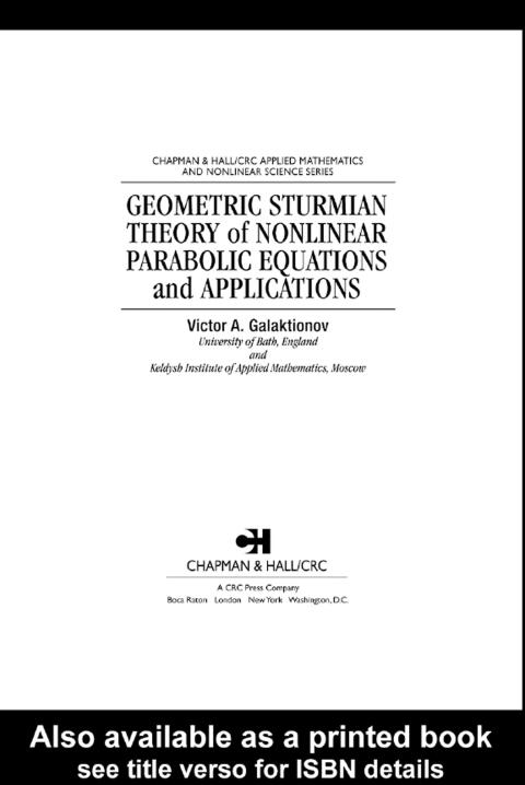 Cover image for book Geometric Sturmian Theory of Nonlinear Parabolic Equations and Applications