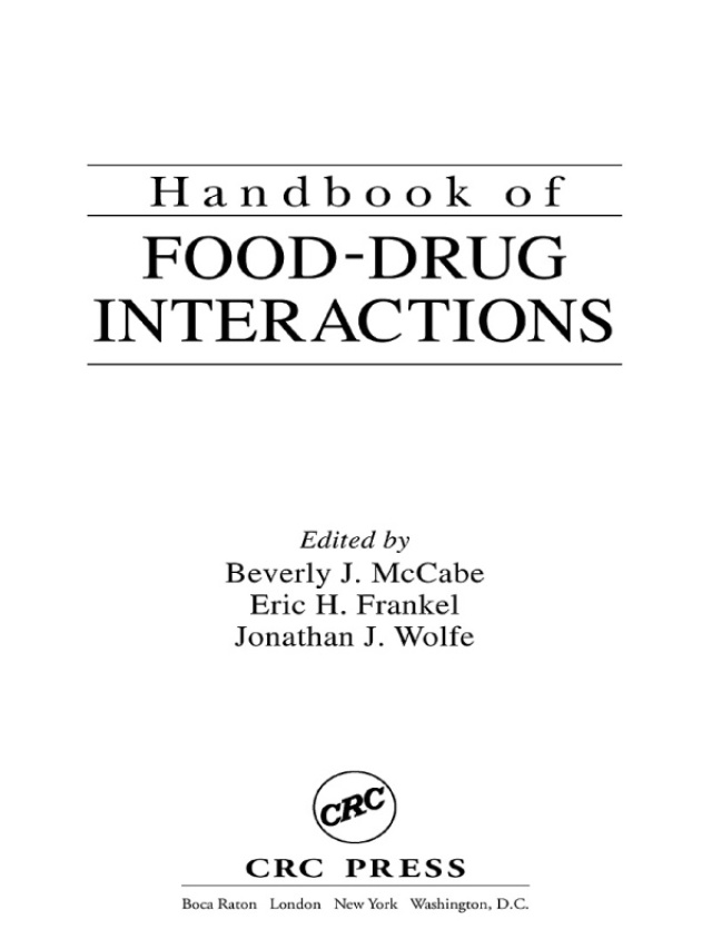 Handbook of Food-Drug Interactions