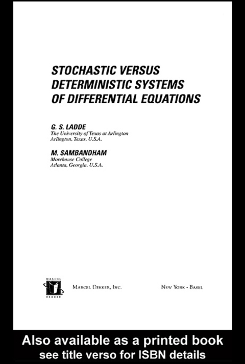 Cover image for book Stochastic versus Deterministic Systems of Differential Equations