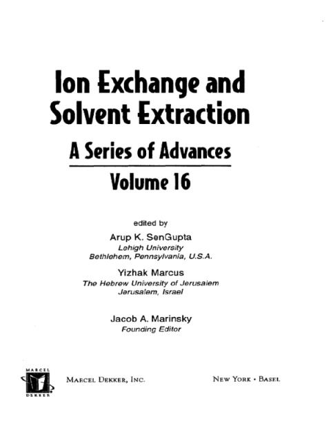 Cover image for book Ion Exchange and Solvent Extraction