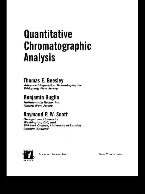 Cover image for book Quantitative Chromatographic Analysis