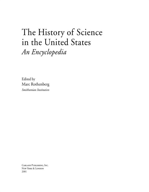 Cover image for book History of Science in United States