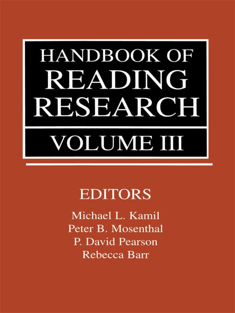 Cover image for book Handbook of Reading Research, Volume III