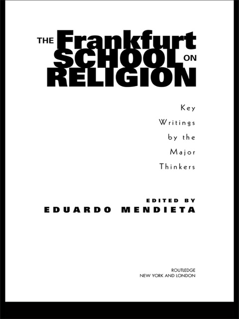Cover image for book The Frankfurt School on Religion