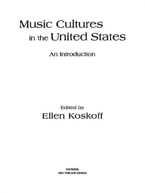 Cover image for book Music Cultures in the United States