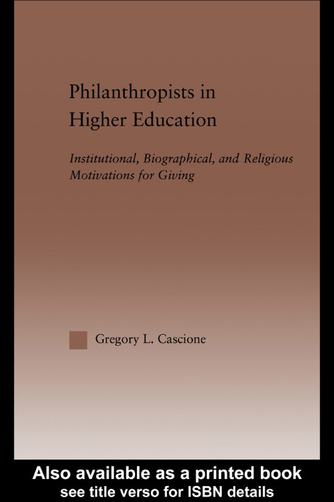 Cover image for book Philanthropists in Higher Education