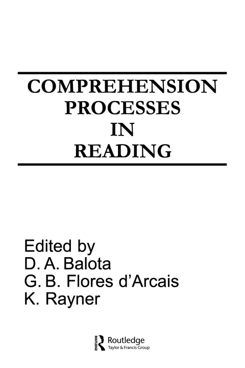Cover image for book Comprehension Processes in Reading