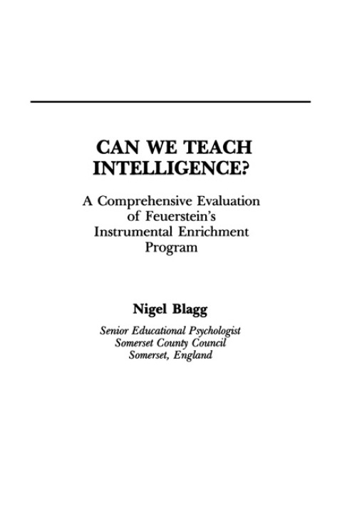 Cover image for book Can We Teach Intelligence?
