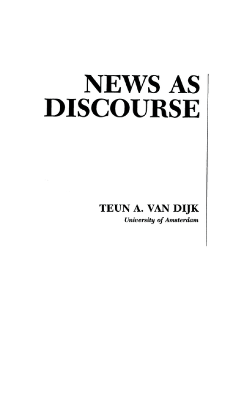 Cover image for book News As Discourse