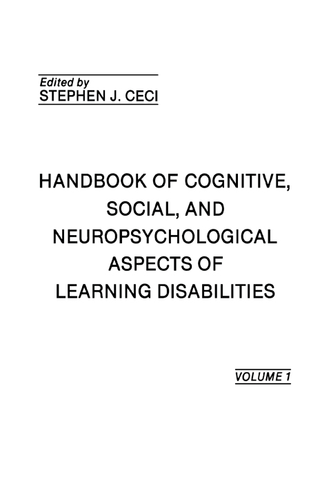 Cover image for book Handbook of Cognitive, Social, and Neuropsychological Aspects of Learning Disabilities