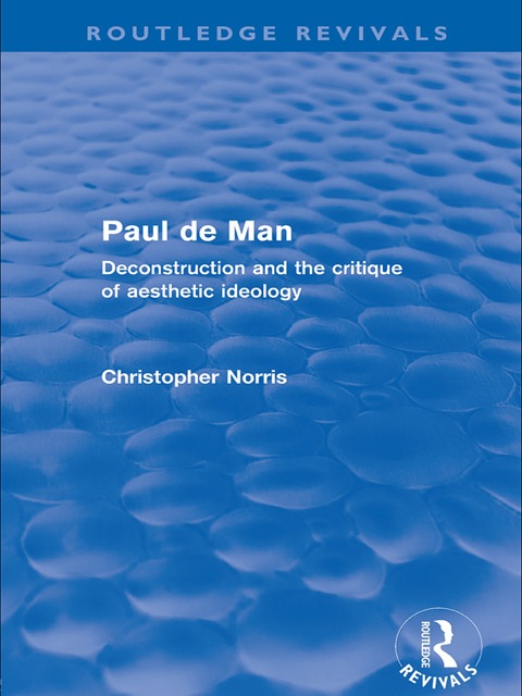 Cover image for book Paul de Man (Routledge Revivals)
