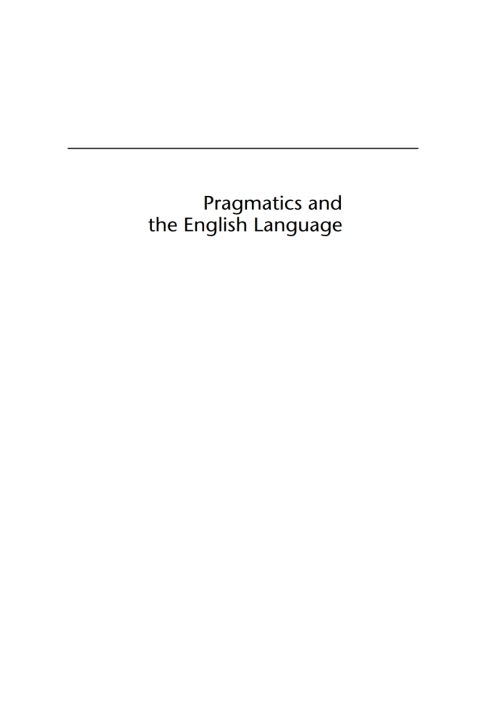 Cover image for book Pragmatics and the English Language