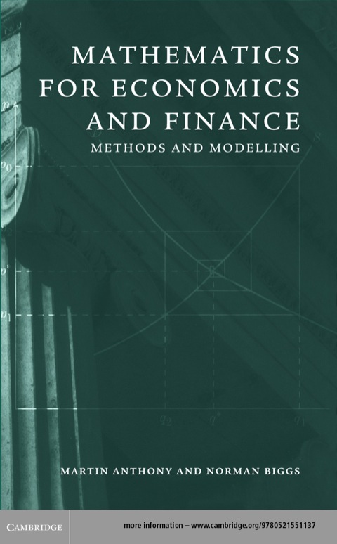 Cover image for book Mathematics for Economics and Finance