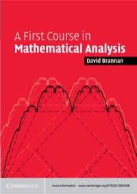 Cover image: A First Course in Mathematical Analysis 1st edition 9780521684248