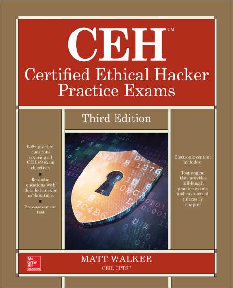 Cover image for book CEH Certified Ethical Hacker Practice Exams, Third Edition