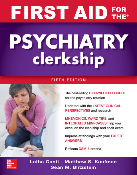 Cover image for book First Aid for the Psychiatry Clerkship, Fifth Edition