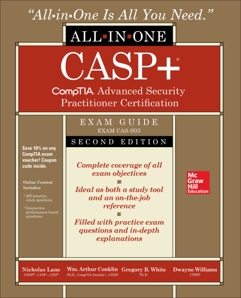 Cover image for book CASP  CompTIA Advanced Security Practitioner Certification All-in-One Exam Guide (Exam CAS-003)