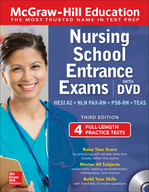 Cover image for book McGraw-Hill Education Nursing School Entrance Exams with DVD, Third Edition