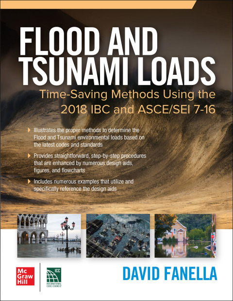 Cover image for book Flood and Tsunami Loads: Time-Saving Methods Using the 2018 IBC and ASCE/SEI 7-16