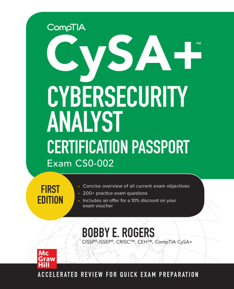 Cover image for book CompTIA CySA+ Cybersecurity Analyst Certification Passport (Exam CS0-002)