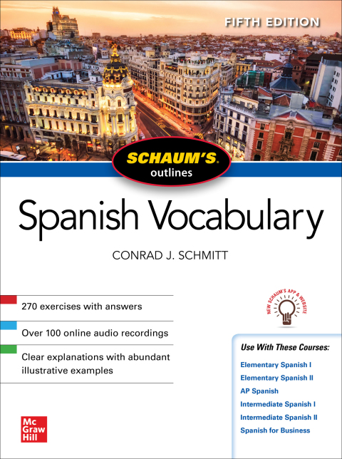 Cover image for book Schaum's Outline of Spanish Vocabulary, Fifth Edition
