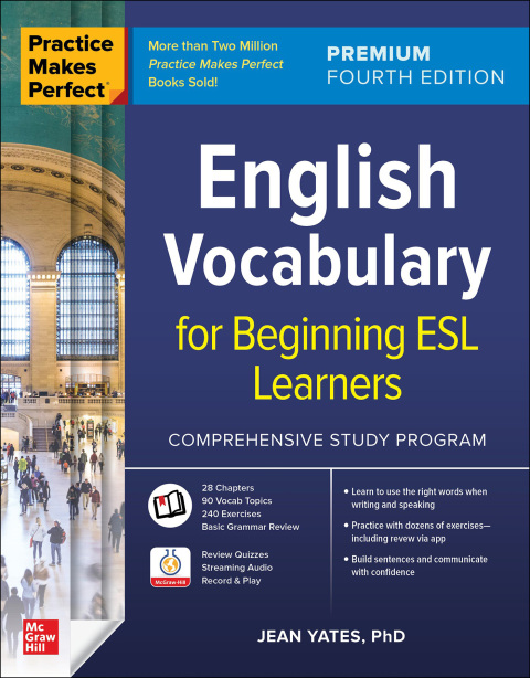 Cover image for book Practice Makes Perfect: English Vocabulary for Beginning ESL Learners, Premium Fourth Edition