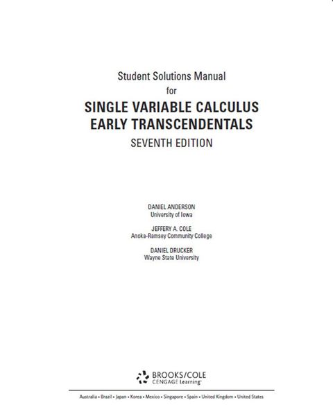 Cover image for book Student Solutions Manual, (Chapters 1-11) for Stewart's Single Variable Calculus: Early Transcendentals