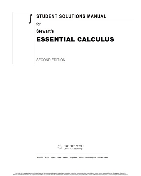 Cover image for book Student Solutions Manual for Stewart's Essential Calculus