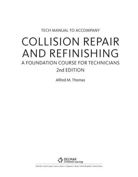 Cover image for book Tech Manual for Thomas/Jund's Collision Repair and Refinishing: A Foundation Course for Technicians