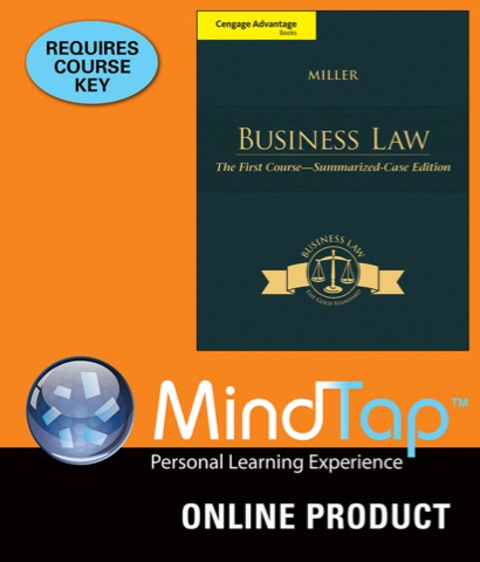 Cover image for book MindTap Business Law (with Digital Video Library) for Miller's Business Law: The First Course: Summarized Case Edition, 13th Edition, [Instant Access], 1 term (6 months)