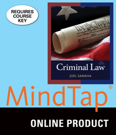 Cover image for book MindTap Criminal Justice for Samaha's Criminal Law, 12th Edition, [Instant Access], 1 term (6 months)