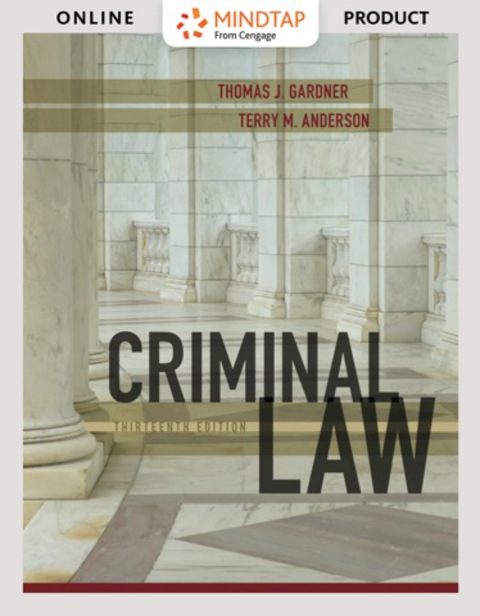 Cover image for book MindTap Criminal Justice for Gardner/Anderson's Criminal Law