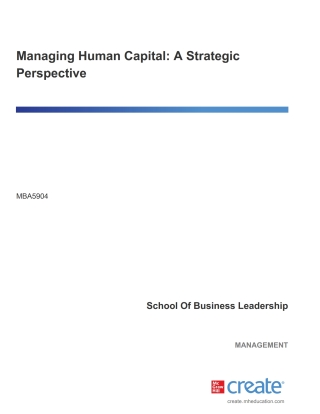 Managing Human Capital a Strategic Perspective