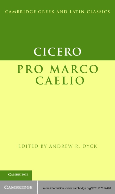 Cover image for book Cicero: Pro Marco Caelio