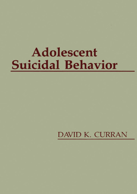 Cover image for book Adolescent Suicidal Behavior