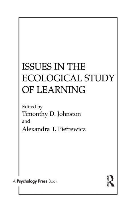 Cover image for book Issues in the Ecological Study of Learning