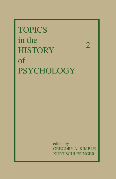 Cover image for book Topics in the History of Psychology