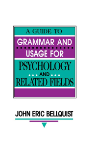 Cover image: A Guide To Grammar and Usage for Psychology and Related Fields 1st edition 9780805813944