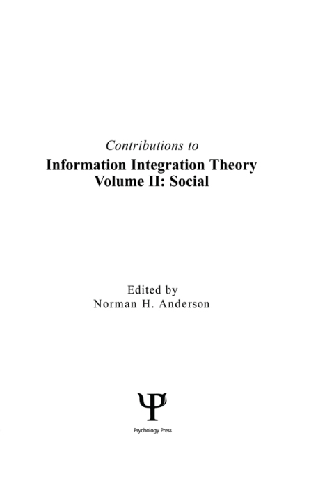Cover image for book Contributions To Information Integration Theory