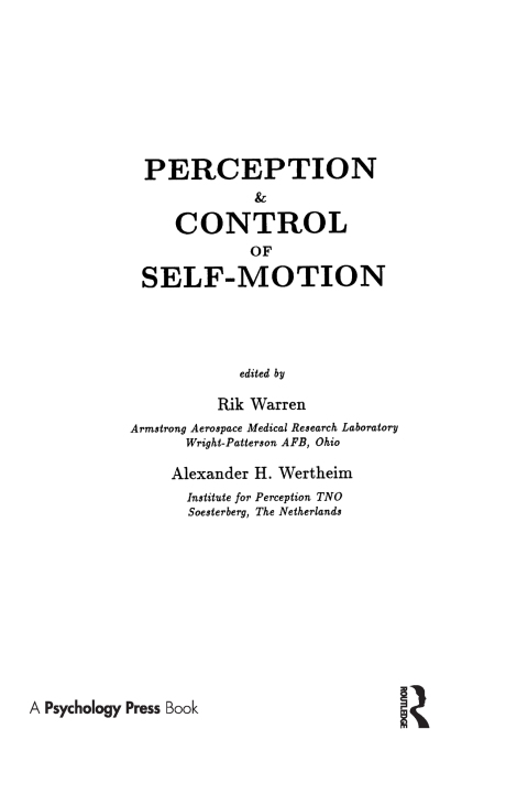 Cover image for book Perception and Control of Self-motion
