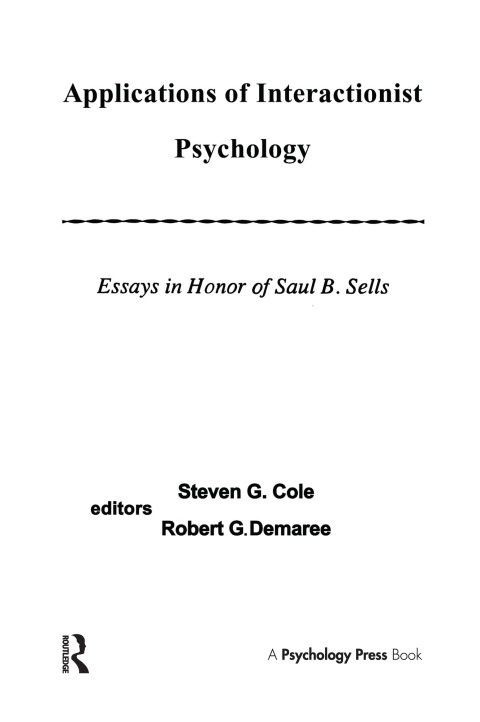 Cover image for book Applications of interactionist Psychology
