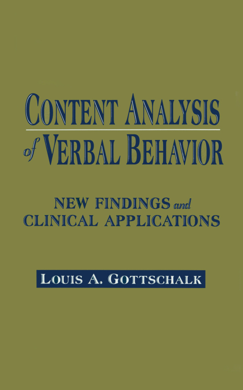 Cover image for book Content Analysis of Verbal Behavior