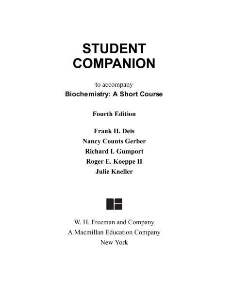 Cover image for book Student Companion for Biochemistry: A Short Course
