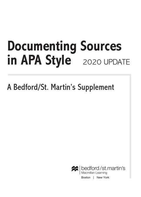 Cover image for book Documenting Sources in APA Style: 2020 Update