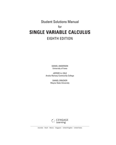 Cover image for book Student Solutions Manual, Chapters 1-11 for Stewart's Single Variable Calculus