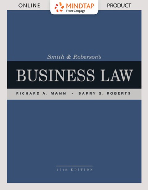 Cover image for book MindTap Business Law for Mann/Roberts Smith & Roberson's Business Law