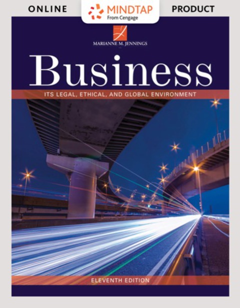 Cover image for book MindTap Business Law for Jennings' Business: Its Legal, Ethical, and Global Environment, 11th Edition, [Instant Access], 1 term (6 months)
